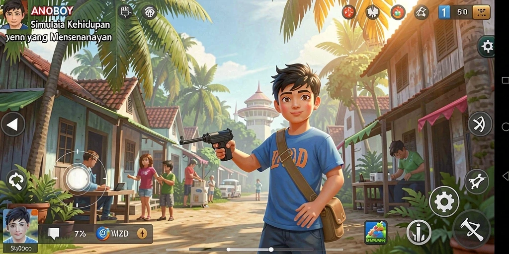 Tangkapan layar ANOBOY menampilkan pengalaman gameplay Simulation yang seru.