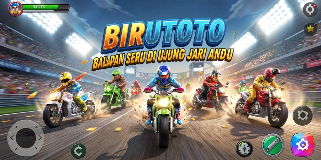 Tampilan gameplay balapan yang mendebarkan di BIRUTOTO.