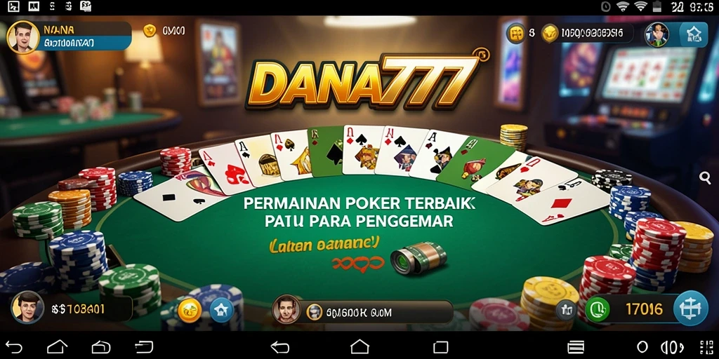 Tampilan gameplay DANA777 dengan suasana poker yang seru.