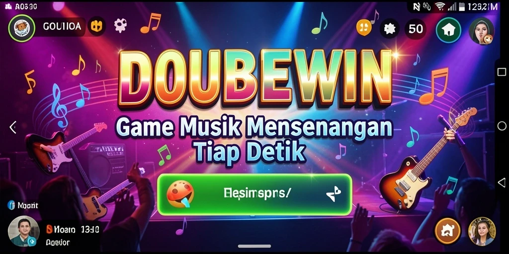 Tampilan seru gameplay DOUBLEWIN dengan tantangan musik yang mengasyikkan.