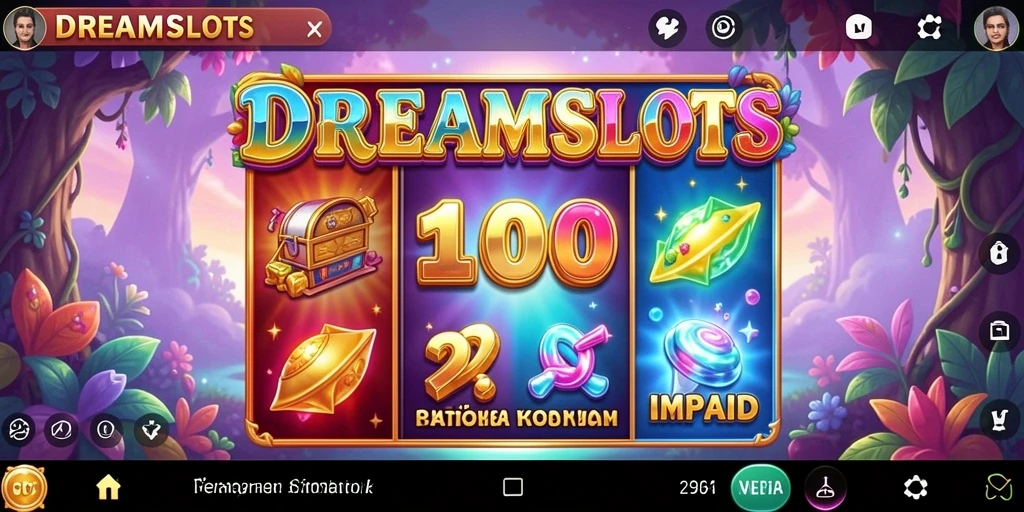 Screenshot gameplay <strong>DREAMSLOTS</strong> yang menampilkan berbagai mesin slot.