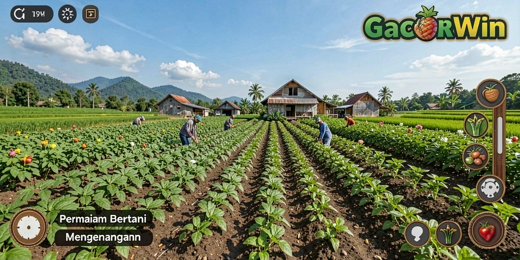 Screenshot GACORWIN menampilkan aksi seru dalam bertani