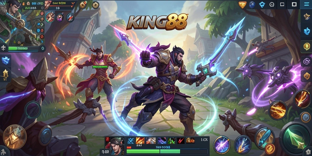 Tangkapan layar KING88 menampilkan aksi seru di arena pertempuran MOBA.