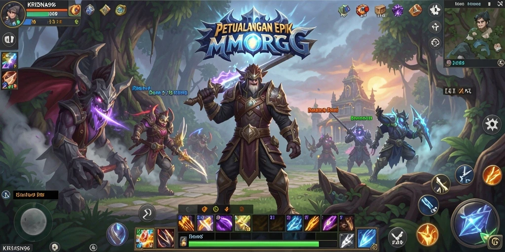 Gameplay seru dalam KRISNA96 yang menampilkan petualangan MMORPG.