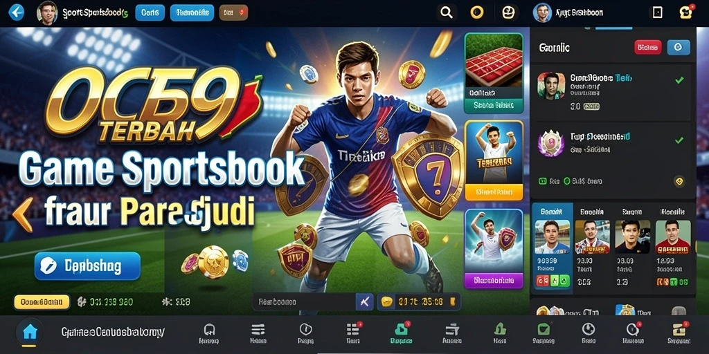Screenshot OCE69 menampilkan tampilan antarmuka aplikasi Sportsbook yang menarik.