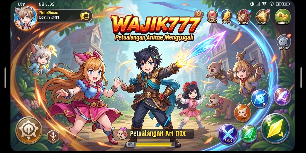 Tampilan gameplay seru dari WAJIK777 dengan karakter anime menawan.